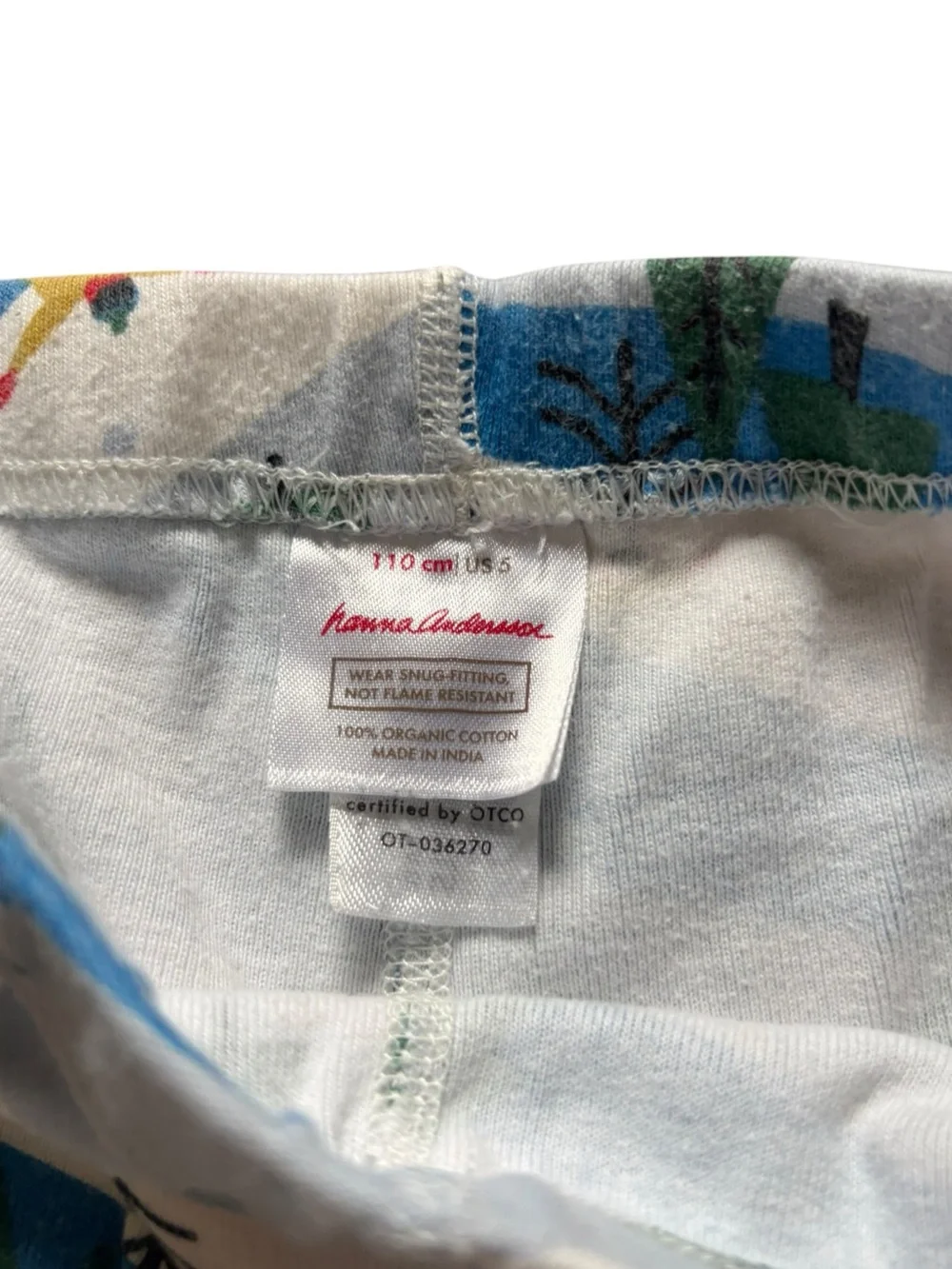 Hanna Andersson Organic Cotton Pajama Set Winter Ski Print Kids Size 5 or 110cm